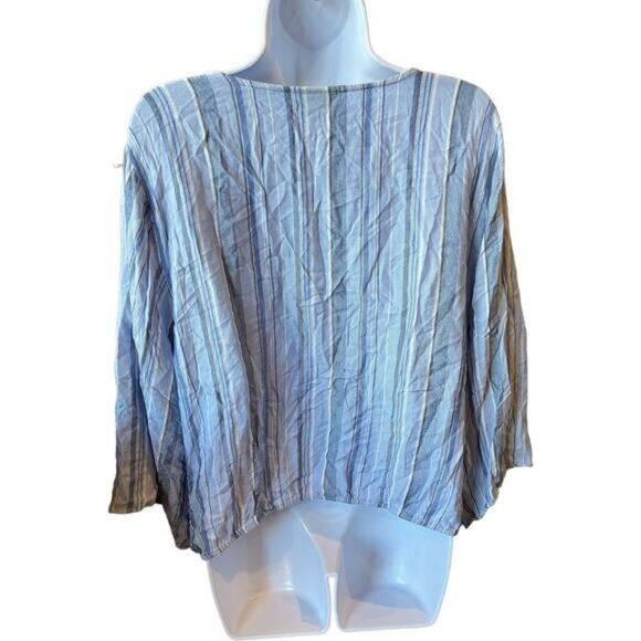 Ana Blue & White Striped Rayon Tie-Front Blouse Top XL - Picture 10 of 11